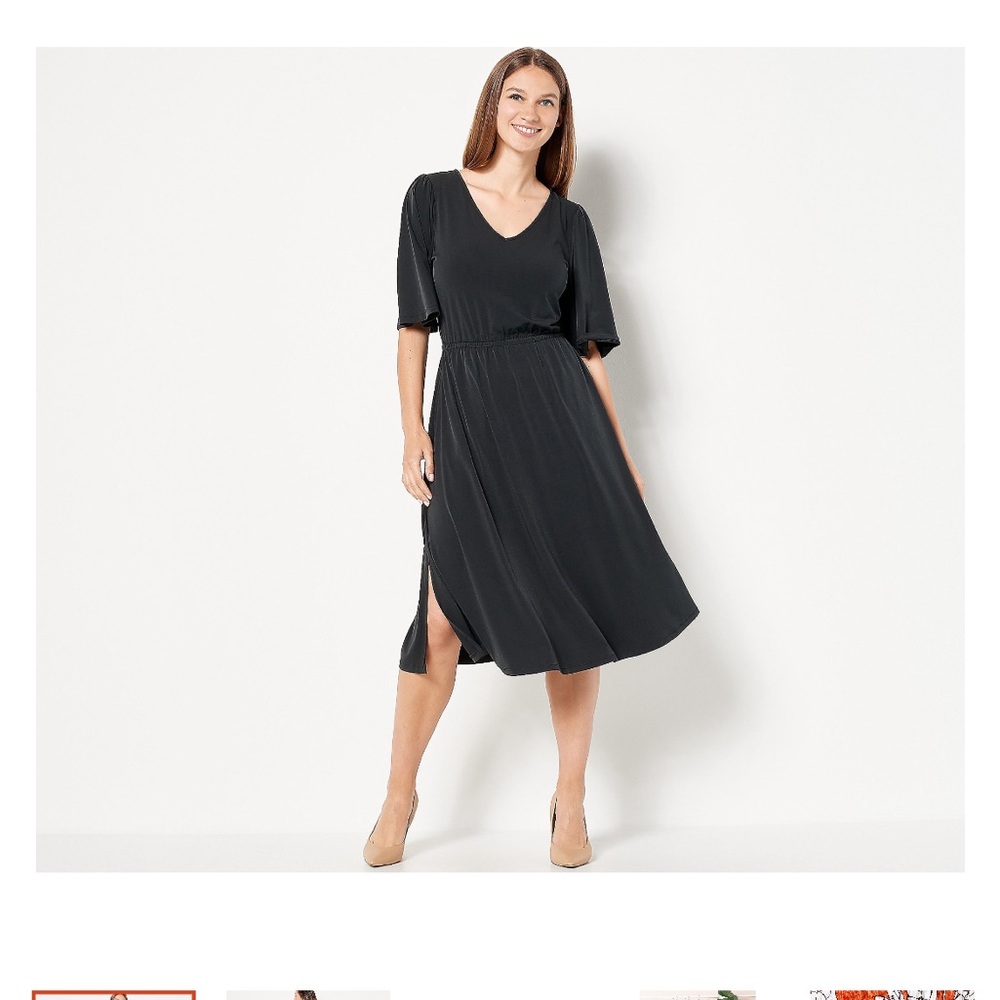 Girl with Curves  Black Midi Dress with flutter sleeves size 1X